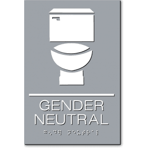 Gender Neutral Restroom Sign Gray/White Gender Neutral Restroom Sign Gray/White